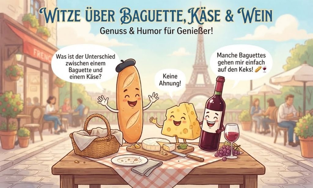 Witze über Baguette, Käse und Wein